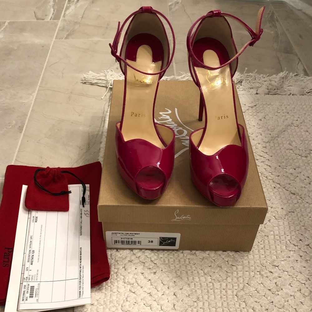❌SOLD❌Christian Louboutin Aketata 120mm Pink Heels - Picture 2 of 12